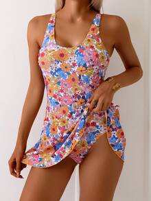 2025年新款夏秋季欧美风性感连体印花比基尼女式泳衣