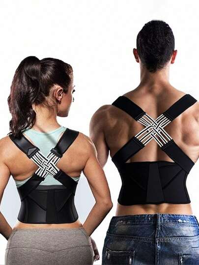 1 st justerbar andningsbar hållningskorrigerare, bälte med ländryggsstöd, förbättrar ryggradens justering för kontor/hemma/gym, osynlig ryggstöd, för hälsosam hållning, träningsmidjebälte lämplig för träning hemma, sport och promenader