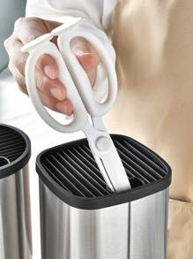 Stainless Steel Universal Knife Holder, Detachable, Easy To Clean, No Groove Knife Holder Storage Kitchen Counter, With Scissors And Sharpening Rod Storage Port