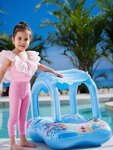 1pc, 23.62 Inches, PVC Material. Blue Free Swimming Baby Sunshade Inflatable Baby Swimming Float.