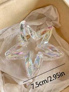 3 件/1 件女式 2.76 英寸粉色/白色/蓝色五角星塑料发爪夹，时尚简约优雅百搭发饰，适合日常佩戴、派对、通勤、海滩、发髻、马尾辫、化妆、服装搭配时尚发夹