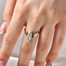 1pc Zirconia Stainless Steel Ring, Non-Fading, Luxurious Ladies Fashion Jewelry