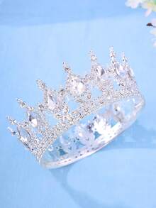 1 chiếc vương miện đính đá sang trọng dành cho nữ, thích hợp làm phụ kiện đội đầu hoàng gia, phụ kiện ngày Valentine, phụ kiện tóc cưới. - Bạc - Xem 4