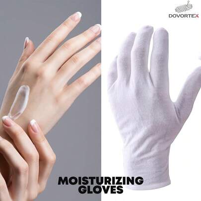 20 Pcs White Cotton Gloves For Eczema, Dry Hands, Moisturizing, Inspection, Coin Handling And Jewelry/Washable Shrink Resistant Cotton Gloves For Men And Women, Stretchable Breathable Cloth