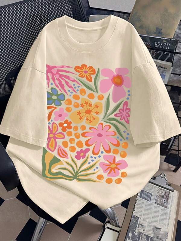 Tee-shirts graphiques imprimés pour ados, tee-shirts à manches courtes pour filles. Hauts d'été pour ados, chemises col ras-du-cou. Convient pour l'école, les vacances et les tenues shopping