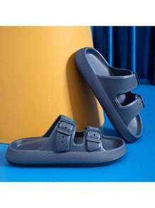 Zapatos de hombre con hebilla ajustable, sandalias con plataforma antideslizante y suela gruesa, zapatos cómodos para la playa con suela blanda para el verano