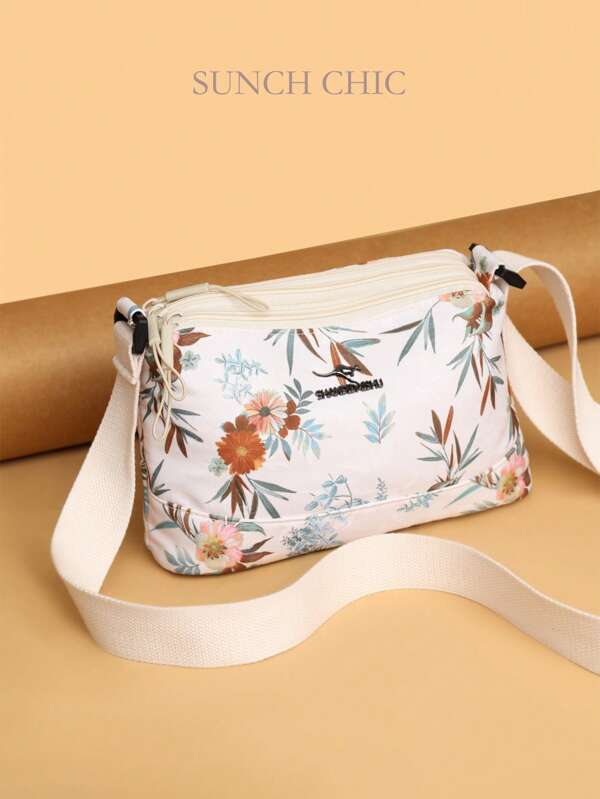 1pc Embroidery Floral Retro Pattern Multi-Layer Shoulder Bag & Crossbody Bag, 3-Layer Design, Very Practical Women's Shoulder Bag For Daily Use