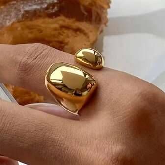 VKHK 1 pieza Anillo ancho vintage chapado en oro de 18k de acero inoxidable, adecuado para uso diario de mujeres como regalo