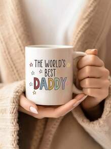 1 个 11 盎司个性化“世界上最好的爸爸”马克杯，彩色星星设计，可重复使用，仅手洗，完美的父亲节咖啡或茶礼物，茶杯 | 彩色马克杯 | 可重复使用的马克杯，四季皆宜，爸爸咖啡杯，返校，夏季水瓶，适用于冷热饮品 - 彩色 - 查看 5