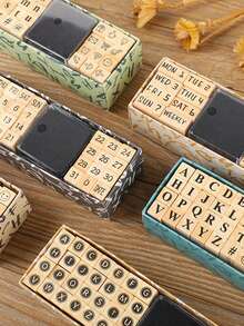 1 Box Of 40 Pieces Alphabetic Stamp Set With Alphanumeric Symbols For Diary Scrapbook Decoration Wooden Stamp Set, Uppercase And Lowercase Letters Wooden Stamp For Scrapbook Decoration, Alphabet Stamp For Crafts & Envelope Decoration - Back To School School Supplies Office Supplies - Brown - View 12