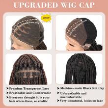 18 Short Boho Braided Wigs For Women 13x8 Inch Hd Lace Front Box Braid Wig Bob Knotless Braided Wigs With Curly End Braided Lace Front Wig Premium Synthetic Natural Brown - Brown-Boho-18" - View 5