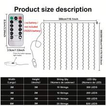 USB Powered Curtain String Lights, 8 Lighting Modes Remote Control, Suitable For Wedding, Christmas, Halloween, Home Bedroom, Holiday Party, Ramadan, Valentine's Day Decoration - USB Curtain Light - View 6