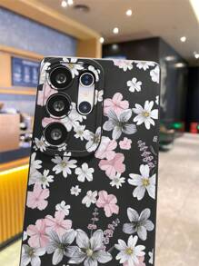 Blumen 1 Stück kreatives Blumenmuster, schwarze matte TPU-Textur, stoßfeste Handyhülle geeignet als Geschenk für Freunde, kompatibel mit Samsung, OPPO, Vivo und anderen Android-Handys