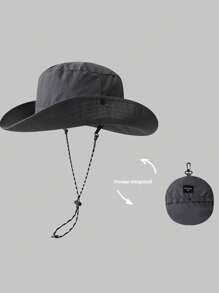 1 pieza Sombrero de cubo plegable de unicolor para mujer, protección solar de moda para exteriores, playa, protección UV