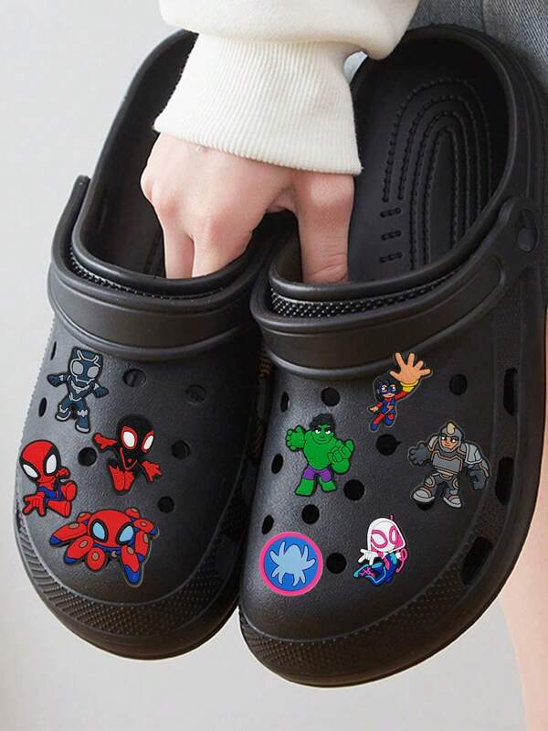Disney 10 pièces Accessoires de chaussures d'homme araignée super-héros, accessoires chaussures de dessin animé DIY pour sabots et sandales, accessoires de chaussures pour hommes et femmes