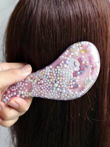 1 件粉色迷你可爱卡通独角兽图案按摩梳，顺发淋浴按摩梳，旅行梳，适合女性、女孩、学生、返校、旅行度假必需品、女士发饰