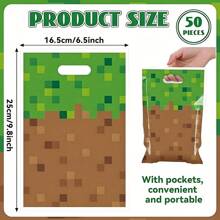 10pcs/20pcs/50pcs Pixel Theme Birthday Party Favor Bags, 10 X 6.5 Inches, Mining Pixel Pattern, Video Game Theme Party Candy Bags, Pixel Theme Birthday Party Gift Bags, Gamer Birthday Party Decorations - Brown - View 2