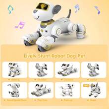 Remote Control Ai Robot Dog Toy-Interactive Touch & Follow 17 Functions Robot Dog Pet, Programmable Smart Walking Intelligent Dancing Puppy ,Voice & 2.4GHz RC Robot Pet With Interactive Touch Sensors, Over 20+ Responses, Program Mode, Robotic Puppy Toy