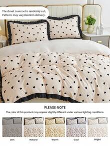 Bộ chăn ga gối đệm phong cách Pháp lãng mạn 2/3 món, Bộ chăn ga gối đệm, 1 vỏ chăn kèm 1/2 vỏ gối, Mềm mại và thoáng khí, Vỏ chăn trang trí xinh xắn sang trọng cho phòng ngủ ký túc xá, Hoàn toàn phù hợp với mọi kích cỡ giường - Nhiều màu - Xem 9