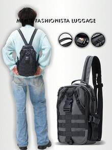 Tactical Backpack For Men, Waterproof Tear-Resistant Sports Outdoor Backpack, Large Capacity Hiking Camping Gear Bag, Multi-Functional Oxford Mountaineering Backpack, Suitable For Travel - A - View 2