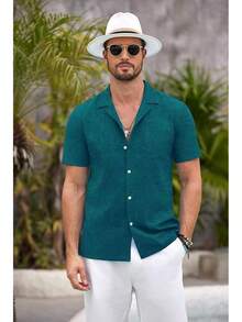 Mens Hawaiian Shirt Short Sleeve Floral Button Down Shirts Tropical Summer Beach Shirts Camp Collar Shirthalloween - 綠葉湖 - 查看 7