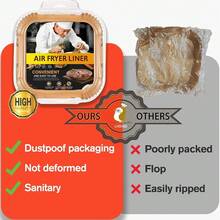 New-2025- Air Fryer Liners Disposable For Simple Deluxe Air Fryer, 120Pcs 8 Inch Liners For 4 Qt 6.34 QT Digital Airfryer  Visible Window, Non-Stick Parchment Paper For Frying, Baking- Unbleached - 7.9 Square - 查看 4