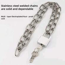 Motorcycle Lock: Extended And Thickened Stainless Steel Chain, High-Strength Anti-Theft Chain Lock, Available In Three Lengths Of 2/3/4 Feet. It Has A Wide Range Of Uses, Suitable For Bicycle Locks, Motorcycle Locks, Yacht Locks, Fishing Boat Locks, Door Locks, Fence Locks, Gate Locks And Student Dormitory Locks.