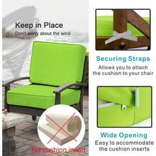 Local Delivery- Outdoor Cushion Slipcovers Waterproof 4 Pack Patio Chair Seat Cushion Covers With Zipper And Tie, 22 X 20 X 4 Inch, Replacement Cover Only - Green - View 4