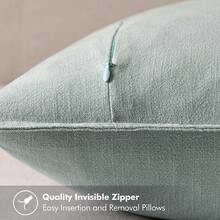 Local Delivery- Decorative Linen Pillow Covers 18x18 Inch Natural Beige ​Boho Farmhouse​ ​Neutral Couch Throw Pillows For Bed Pack Of 2 Accent Outdoor Pillowcase Modern Sofa Cushion Livingroom Home Decor - Aqua Green - 查看 3