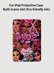 1pc Baddie Theme Printed Flat Protective Case, Compatible With IPad 10.2 Inch, IPad Pro 11 2021/2020/10th Gen, IPad Mini 4/5/6, Galaxy Tab A8 10.5 Inch 2022, MatePad 10.4/Tab, With Pen Slot, Support Auto Sleep/Wake, Gift