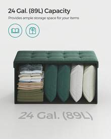 SONGMICS 30 Inches Folding Storage Ottoman Bench, Storage Chest, Foot Rest Stool, Bedroom Bench With Storage - Dark Green - View 4