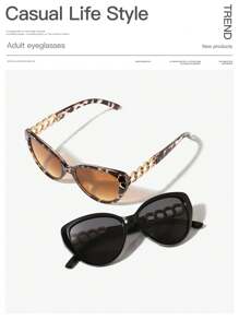 2 Stück Damen elegante Katzenauge-Schnitt Beine modische Leopardenmuster Sommer Sonnenbrillen, geeignet als Y2K-Accessoire und Geschenk zur Graduierung