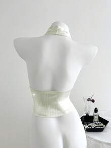 优雅无袖闪亮针织背心，适合夏季、复活节、乡村音乐会、毕业典礼、早午餐服装，闪耀文艺复兴博览会，杏色