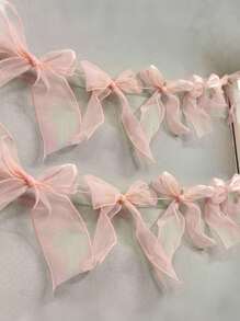 Pink Ribbon Wreath, Lightweight Bow Hanging Decor, Suitable For Spring, Weddings, Parties, Mother's Day, Romantic Home, Room, Garden, Wedding, Household Decorations