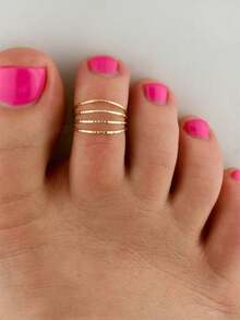 1 件多层空心趾环，铜色，时尚度假风格，适合女性日常或海滩佩戴