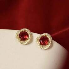 1 Pair Of Wrapped Diamond Studded Earrings - Green - View 16