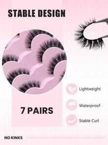 7 Pairs False EyeLashes 10mm 3D Effect Short Lashes Soft Faux Mink Lashes Wispy Fluffy Eyelashes Natural Cat Eye Reusable