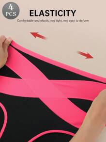 4-Pack Women's High-Waisted Body-Contrast Briefs, Fashionable, Sporty, Comfortable And Breathable
