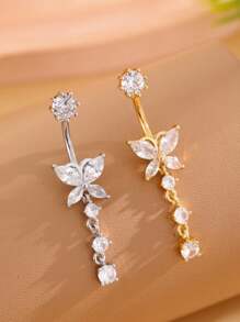 Crystal Butterfly Belly Button Ring Long Pendant Navel Piercing Jewelry