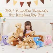 3 paquetes de osos de peluche, animales de peluche a granel, lindos osos de peluche pequeños, osos de peluche pequeños para niños como decoración central en baby shower, 14 pulgadas