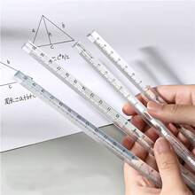 1pc Nordic Style Transparent Triangle Ruler Set | 3D Geometric Drawing Tool | Student Exam/Planner/Design Measurement | Non-Slip Markings, Durable 20cm Ruler | High-Quality Transparent Material | Precise Scale Design | Suitable For Drawing, Design And Learning | Fashionable Nordic Style | Durable Anti-Slip, Convenient To Use School Supplies,Back To School - Multicolor - View 5