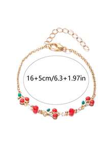 1pc Cute Little Cherry Decor Minimalist INS Style Chain Bracelet, Teens & Young Adults - Multicolor - View 5