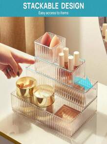 1 Stück kleine transparente Make-up Organizer Box, Make-up Schubladenaufbewahrung, Make-up Displayständer, Make-up Organizer, Kosmetik Werkzeug Aufbewahrungsbox, Schubladen Desktop Organizer, Schubladen Stil Make-up Aufbewahrungsbox (Zufällige Farbe & Stil)