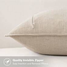 Local Delivery- Decorative Linen Pillow Covers 18x18 Inch Natural Beige ​Boho Farmhouse​ ​Neutral Couch Throw Pillows For Bed Pack Of 2 Accent Outdoor Pillowcase Modern Sofa Cushion Livingroom Home Decor - 自然米色 - 查看 5