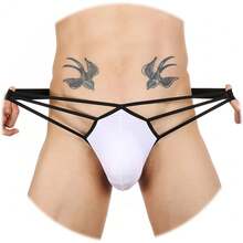 Local Shipping 2025 NewComfortable Breathable Underwear  Mens Sexy Ice Silk Thong Hollow Out G-Strings - #1-黑色+白色+紅色 - 查看 3