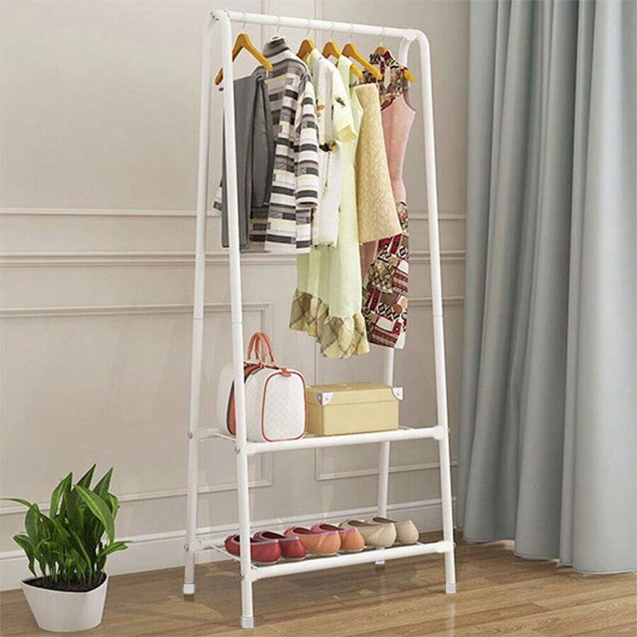 Small Clothe Rack Heavy Duty Metal Garment Rack 60cm X 153cm Garment Rail With Shelves Coat Stand Hanging Rail (Black,White) - White - View 1