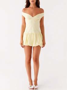 Women White Graduation Dress Summer Backless Bow Tie Bodycon Mini Dresses Y2k Square Neck Short Dresses For College - Yellow - View 5
