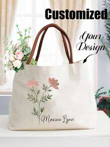 Customized Bridesmaid Beach Tote Bag - Personalized Canvas Tote Bag, Can Print Name, Great For Weddings, Bridal Parties And Travel - Ivory, Beach Bride Gift Bag, Bridesmaid Gift Tote, Cocktail/Bachelorette Party, Personalized Gift For Holidays Like Halloween, Christmas, Thanksgiving, New Year, Valentine's Day - Multicolor - View 3