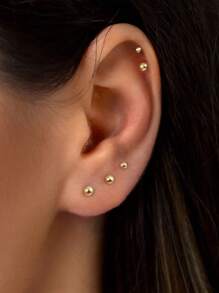3 perechi cercei stud din oțel inoxidabil cu bilă mică, spate plat, pentru femei, bărbați, fete, set de cercei la modă pentru cartilaj, tragus, Daith, pentru bijuterii cu piercing multiplu