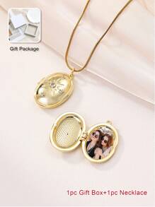 Customized Oval Photo Locket Necklace, Personalized Necklace For Women, Suitable As Birthday, Thanksgiving, Mother's Day, Graduation Gifts, Gift For Mom, Gift For Friends
